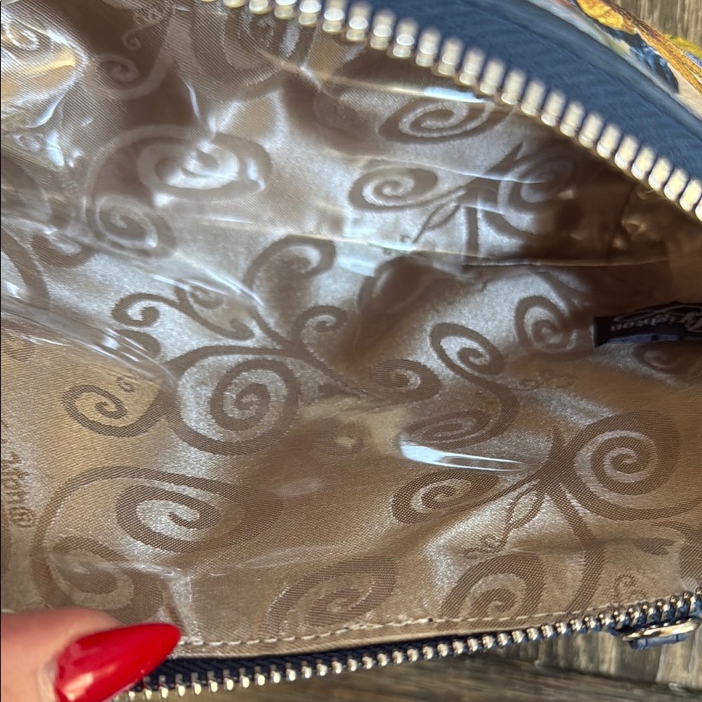 Brighton Floral zip up cosmetic/crossbody bag with waterproof liner-(no strap) - Picture 8 of 11